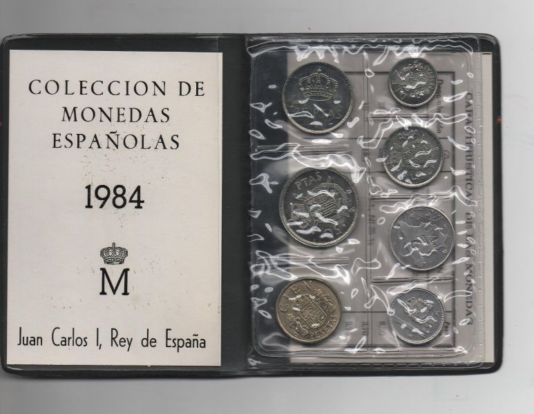 ESPAÑA CARTERA OFICIAL DE PESETAS J. CARLOS I DEL AÑO 1984 